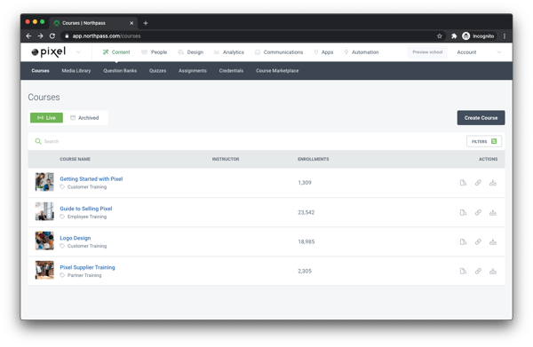 Northpass Courses Page